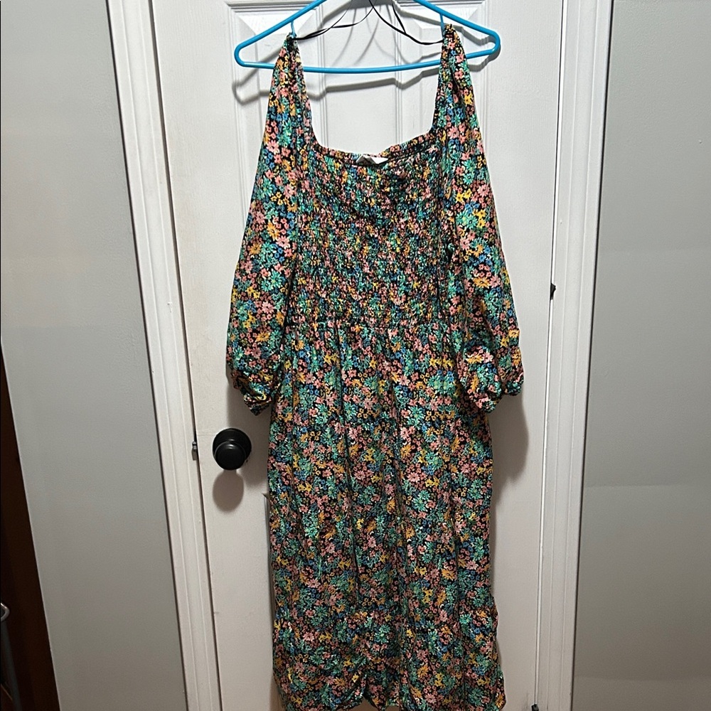 Time and Tru Multicolor Floral Smocked Top